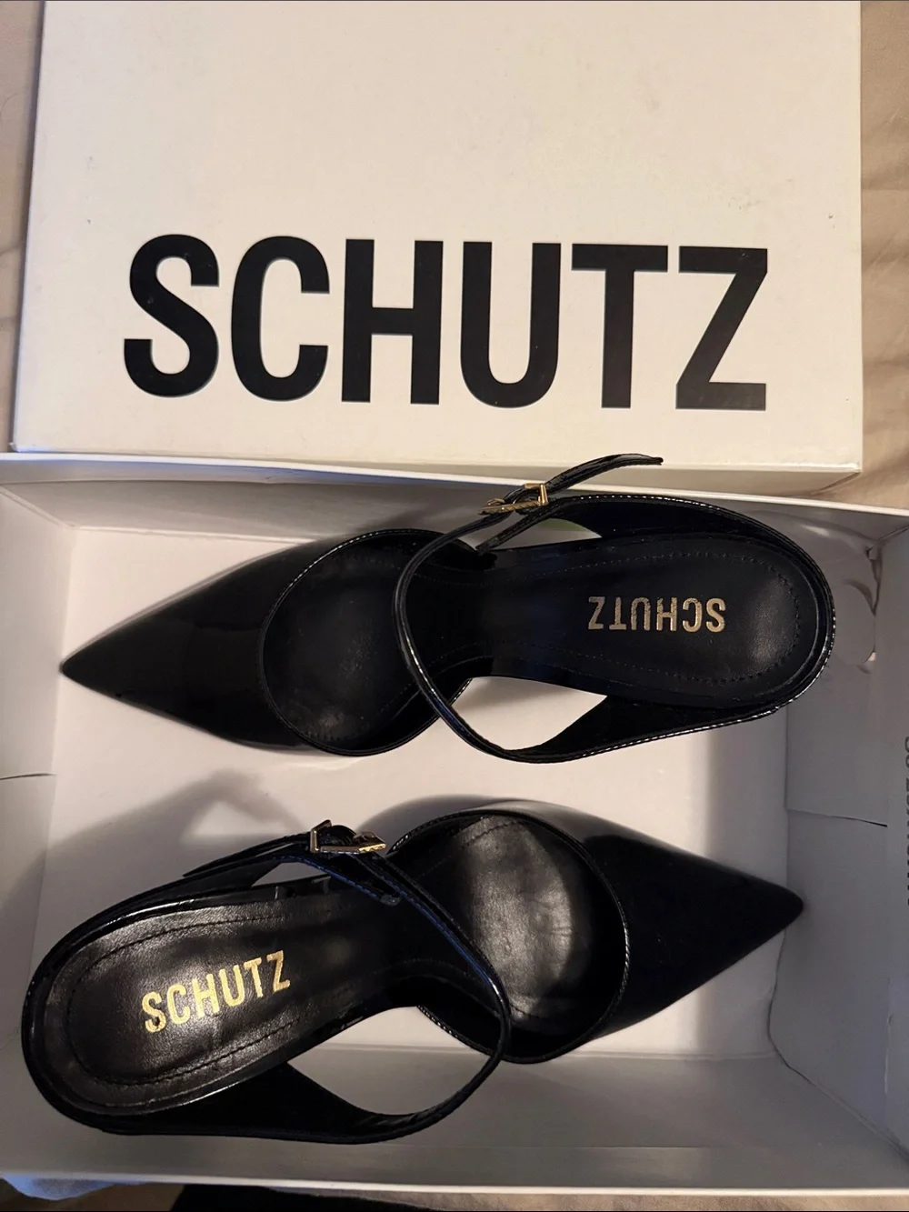 SCHUTZ Black Patent Pointed Stiletto Heels